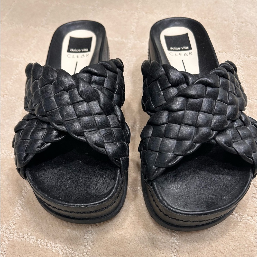 Dolce Vita Black Woven Mules - Picture 2 of 6